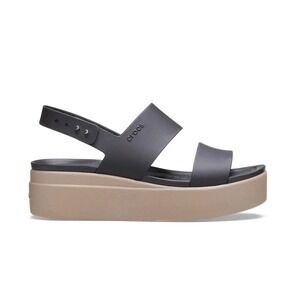 Crocs Women's Size 7 Black/Mushroom Brooklyn Low Wedge Sandals 206453‎